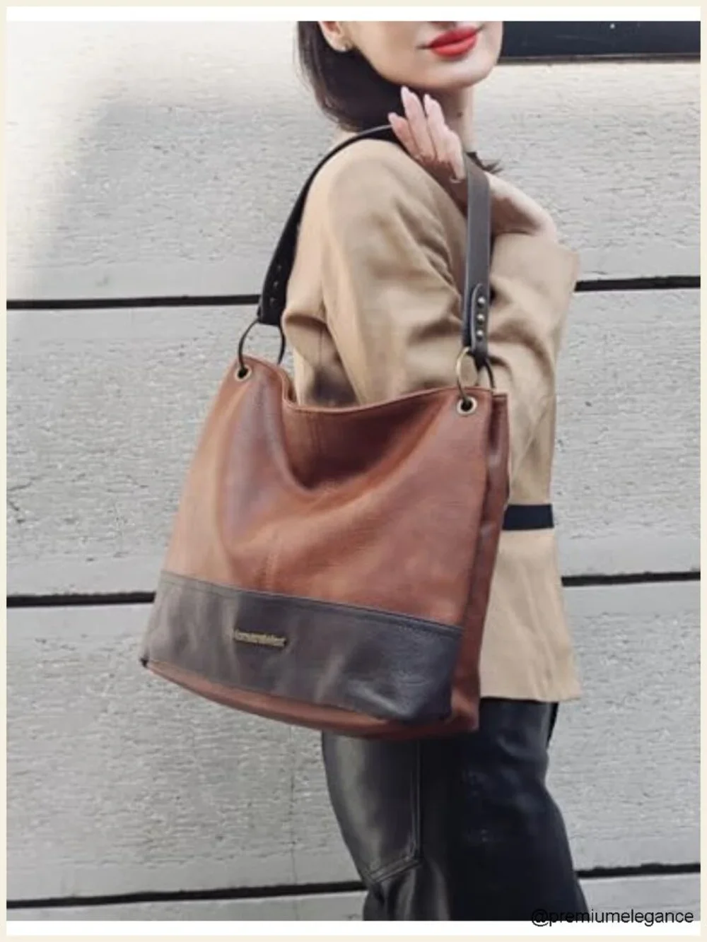 Vegan Leather Hobo Bag with Back Pocket Shoulder Handbag